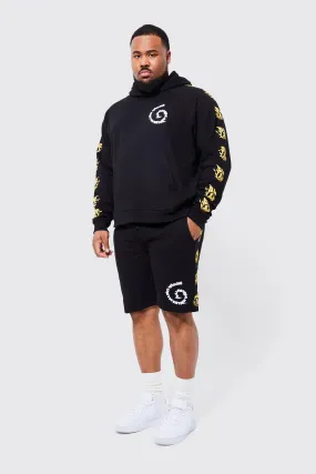 Plus Oversized Fit Puff Print Hoodie | boohooMAN UK