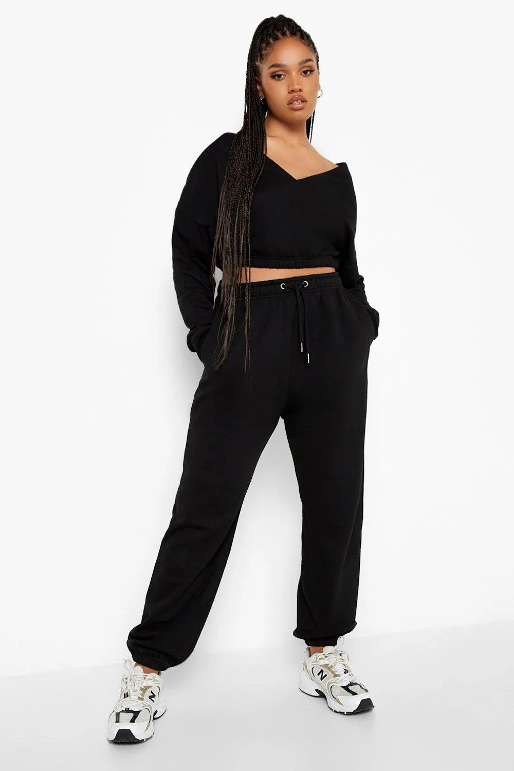 Plus V Neck Crop Tracksuit