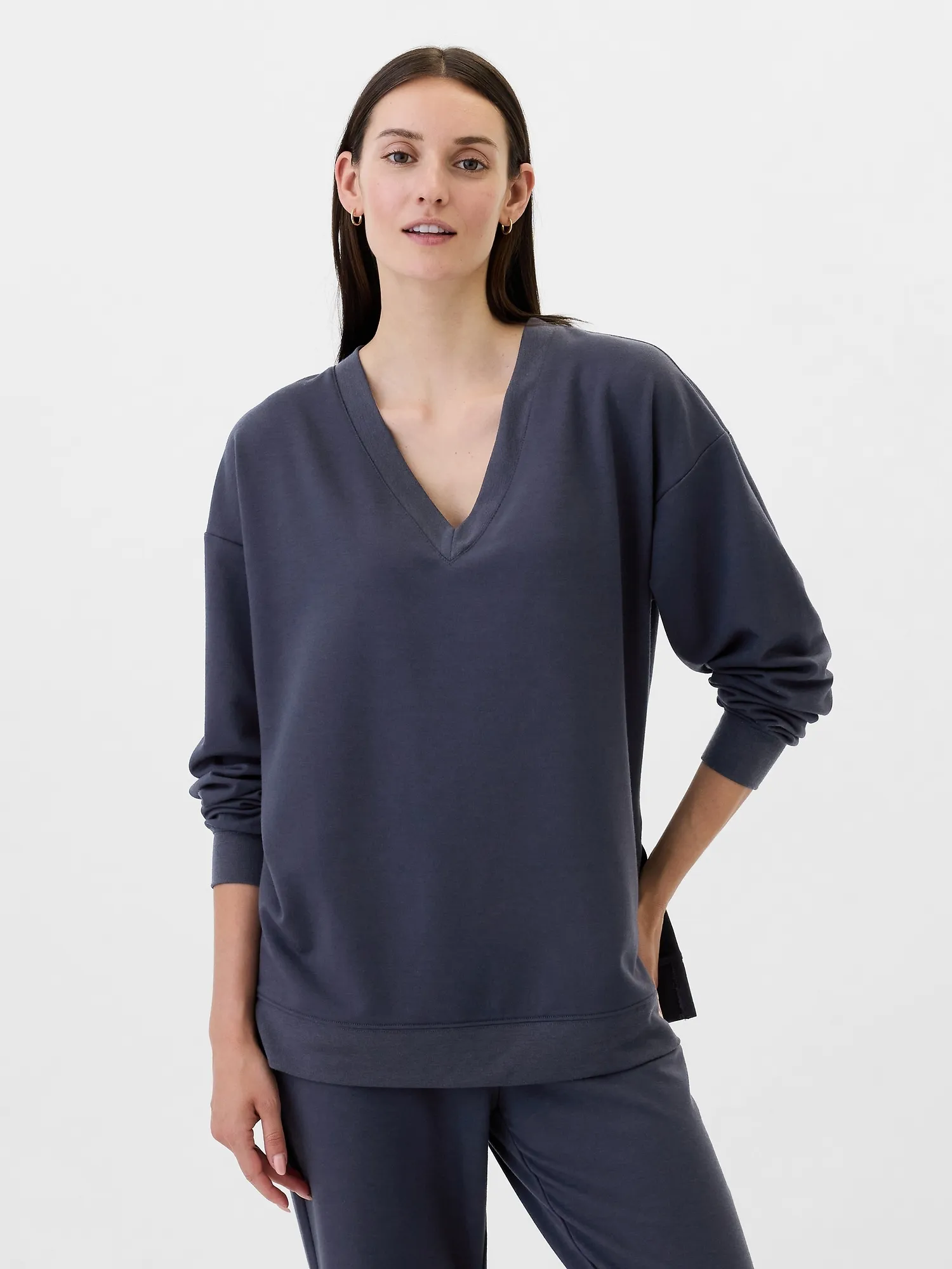 Relaxed Cloudlite V-Neck Tunic Sweatshirt