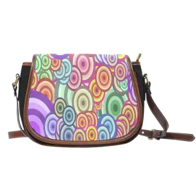 Retro Colours Leather Trim Saddle Bag