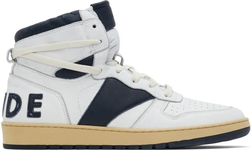 Rhude White & Navy Rhecess Hi Sneakers