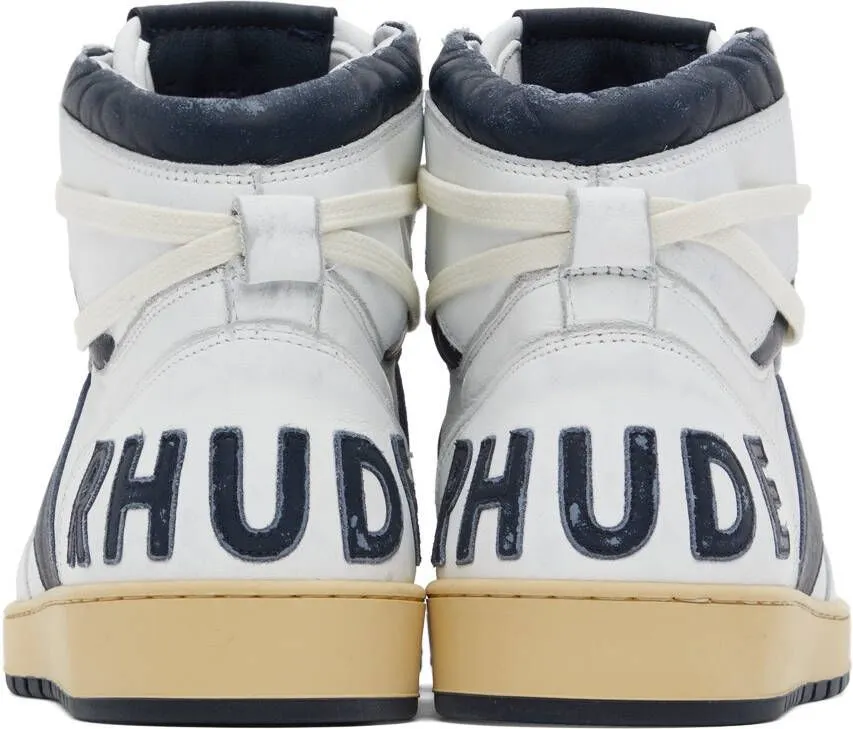 Rhude White & Navy Rhecess Hi Sneakers