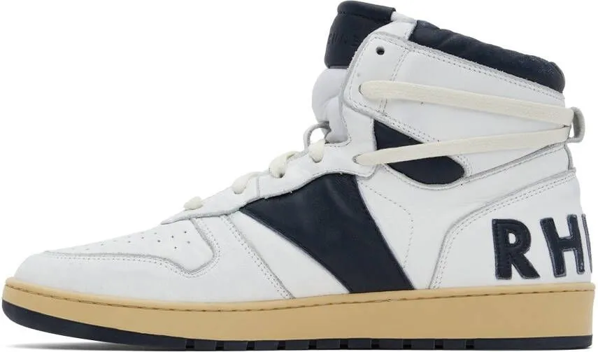 Rhude White & Navy Rhecess Hi Sneakers