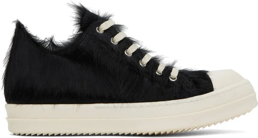 Rick Owens Black Fur Sneakers