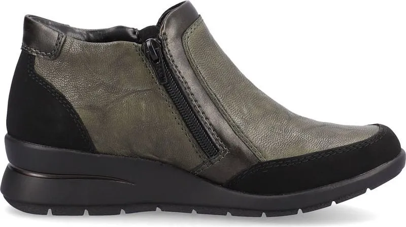 Rieker Green Side Zip Wedge Boot