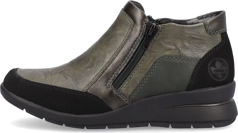 Rieker Green Side Zip Wedge Boot