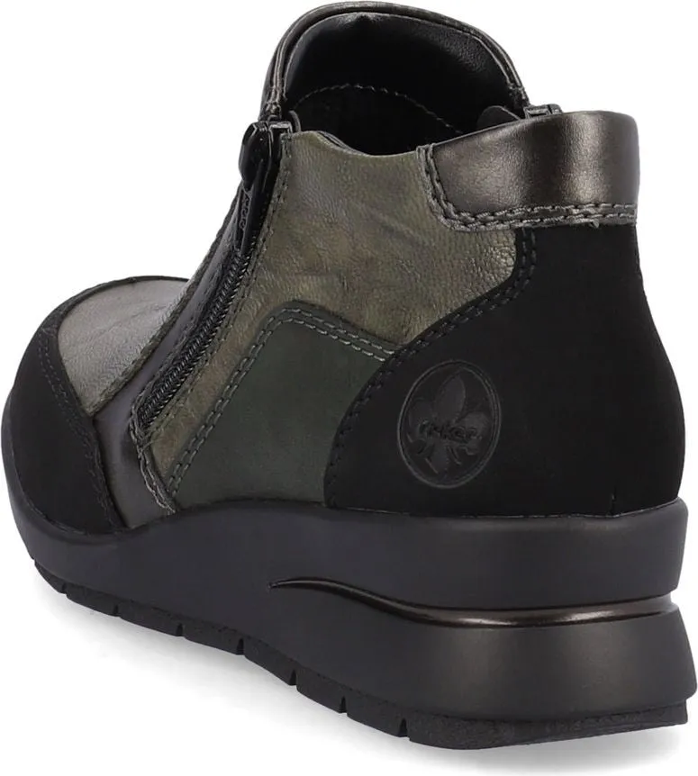 Rieker Green Side Zip Wedge Boot