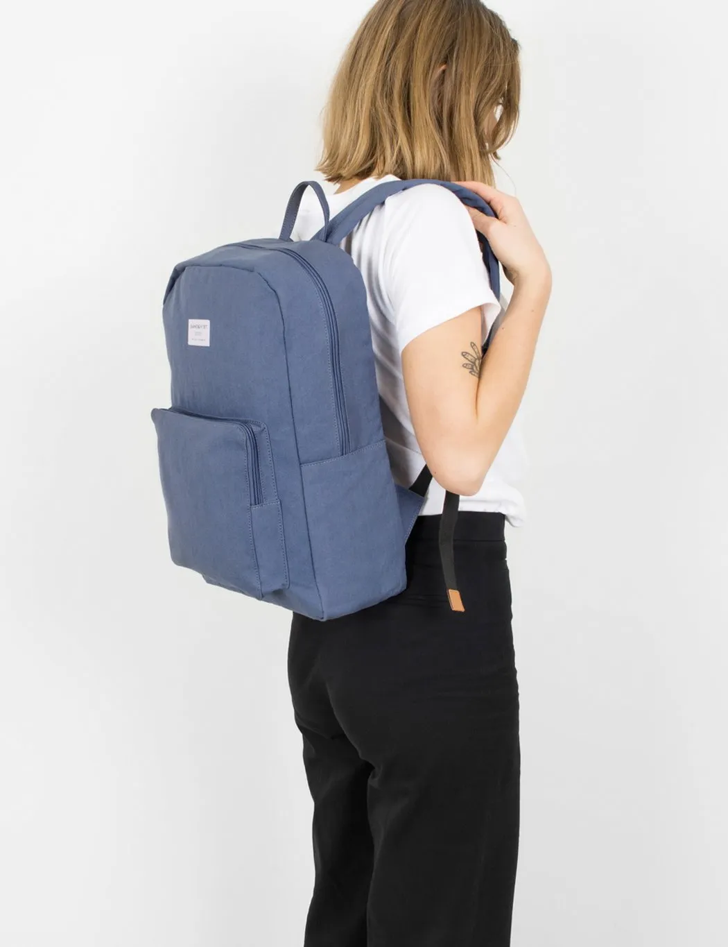 Sandqvist Kim Ground Backpack (Canvas) - Dusty Blue