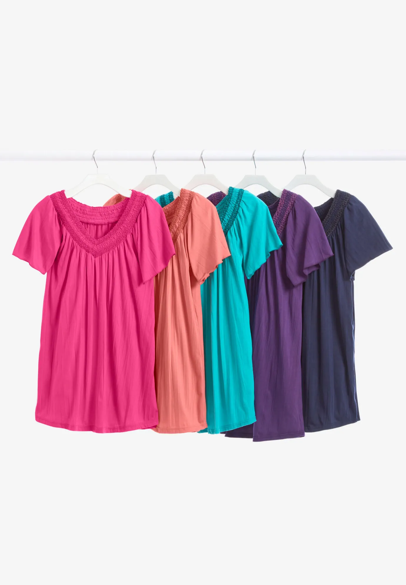 Short-Sleeve V-Neck Crinkle Tunic