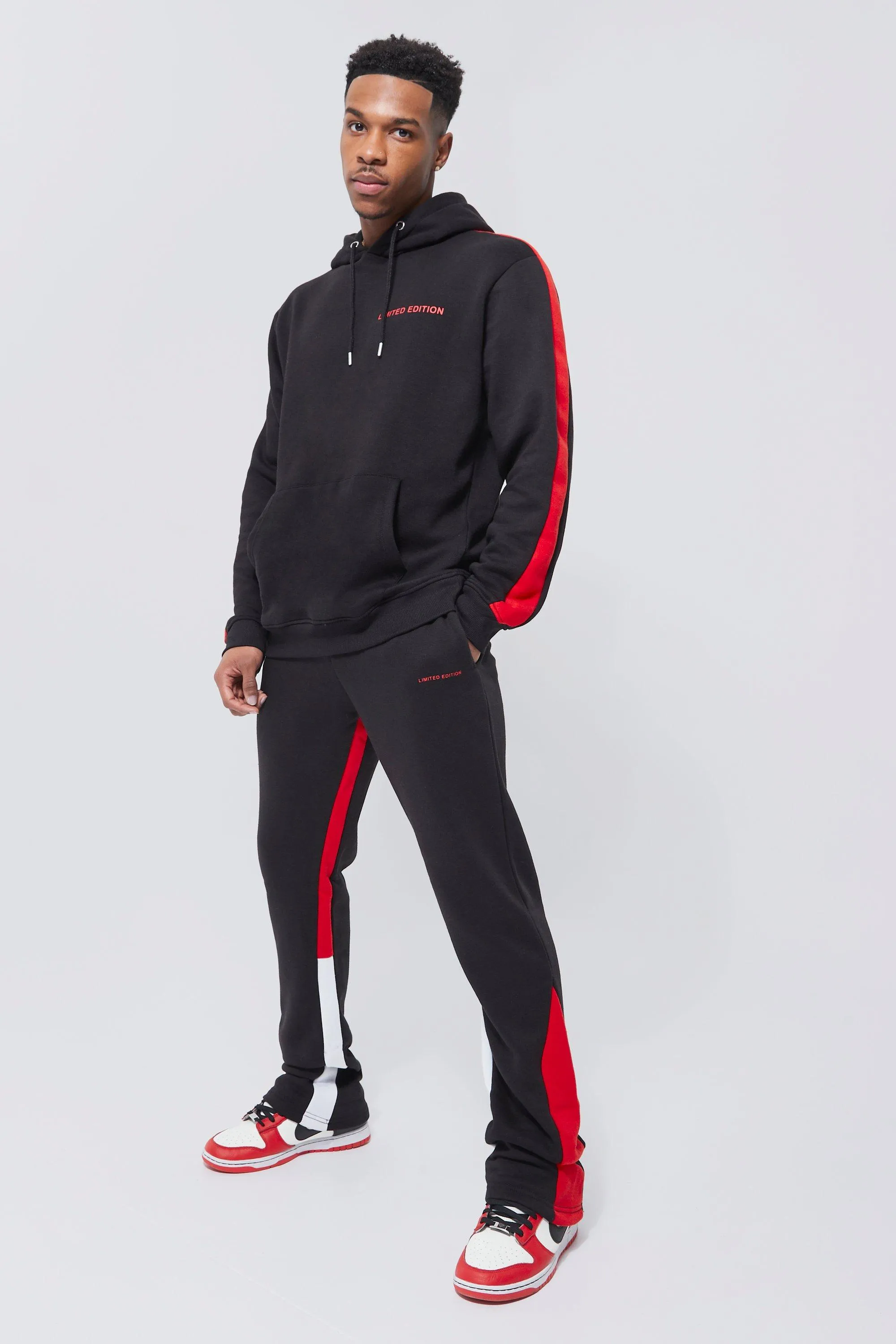 Side Panel Stacked Hooded Tracksuit | boohooMAN UK