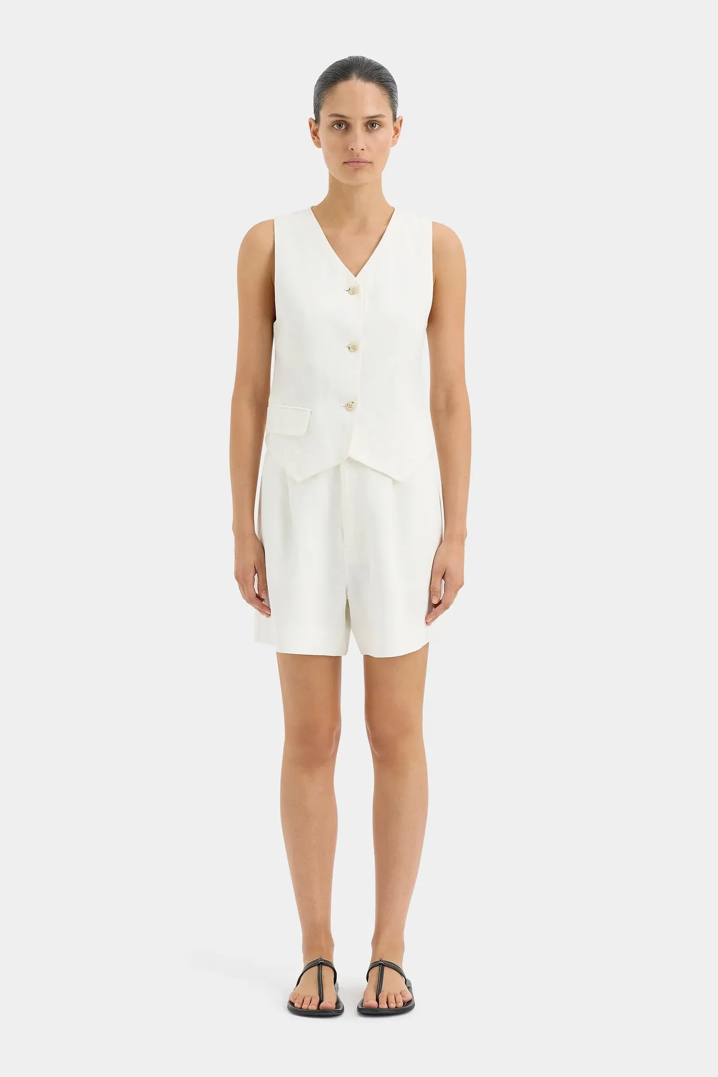 SIR. Clemence Tailored Vest in Ivory