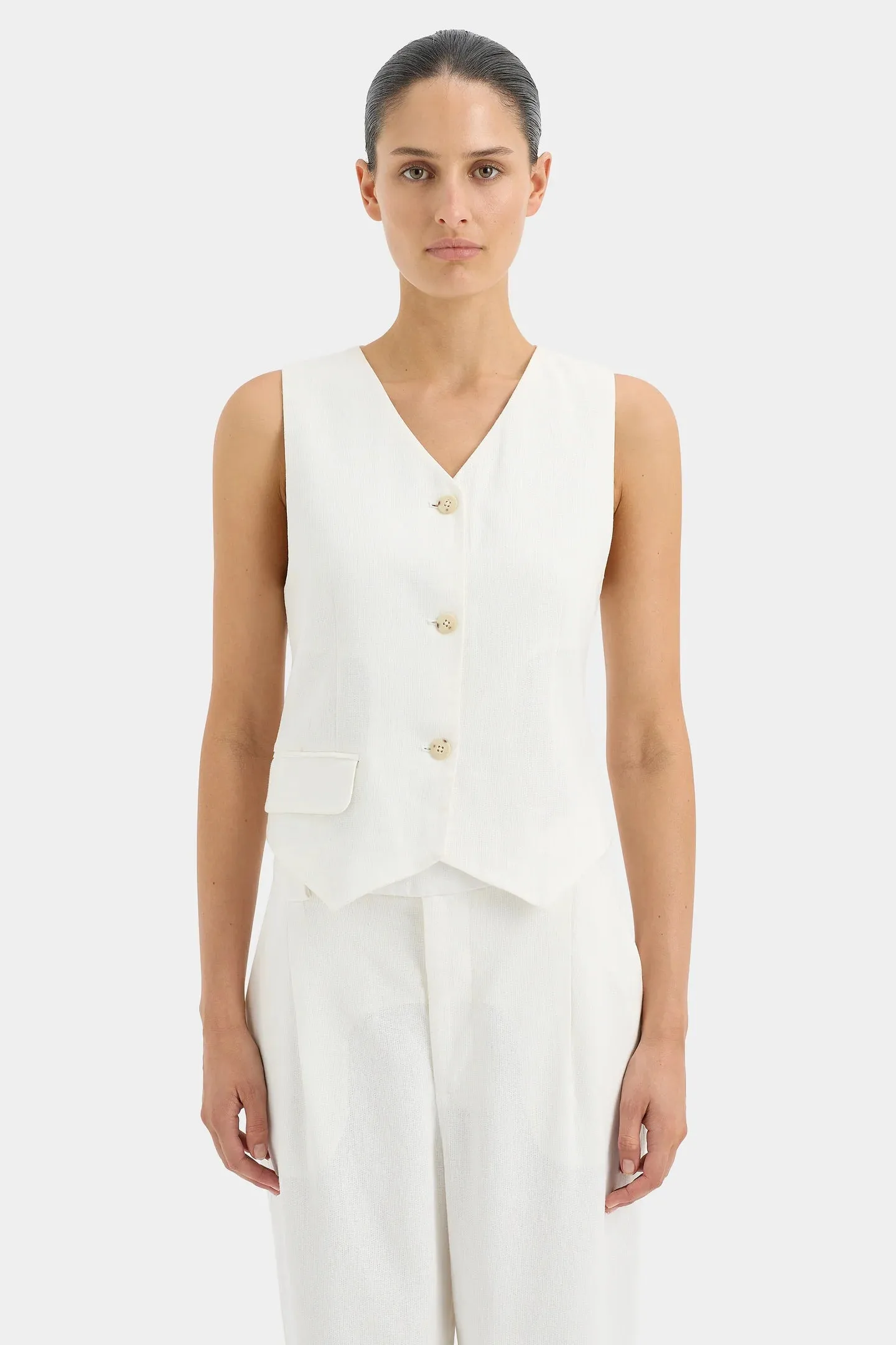 SIR. Clemence Tailored Vest in Ivory