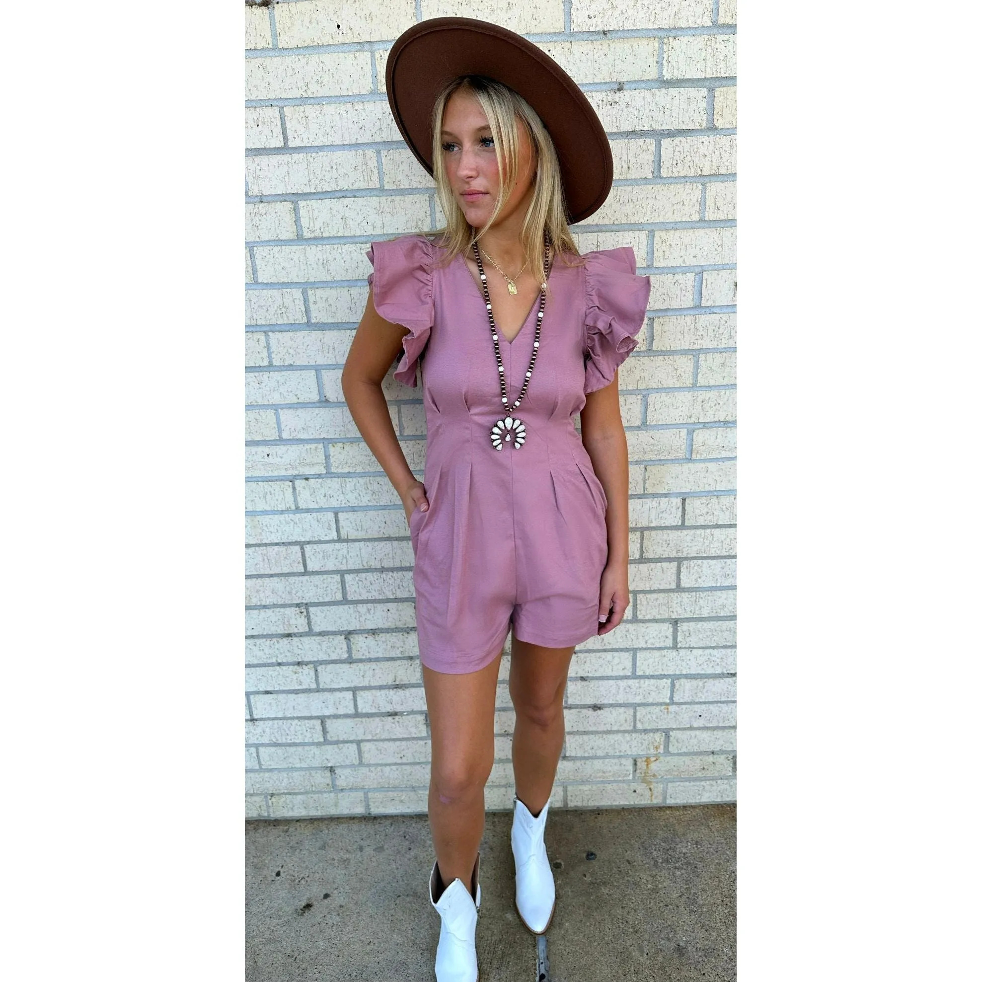 Spring on Dusty Mauve Romper