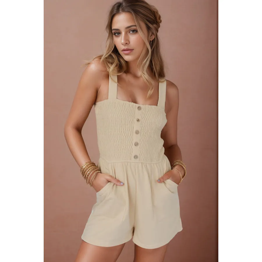 Square Neck Wide Strap Romper