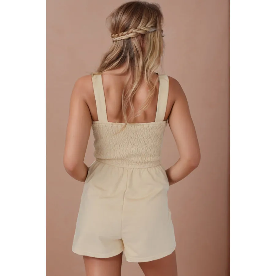 Square Neck Wide Strap Romper