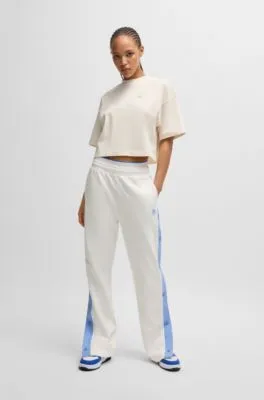 Stretch-cotton tracksuit bottoms with side tape