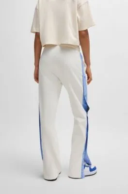 Stretch-cotton tracksuit bottoms with side tape