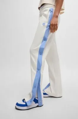 Stretch-cotton tracksuit bottoms with side tape