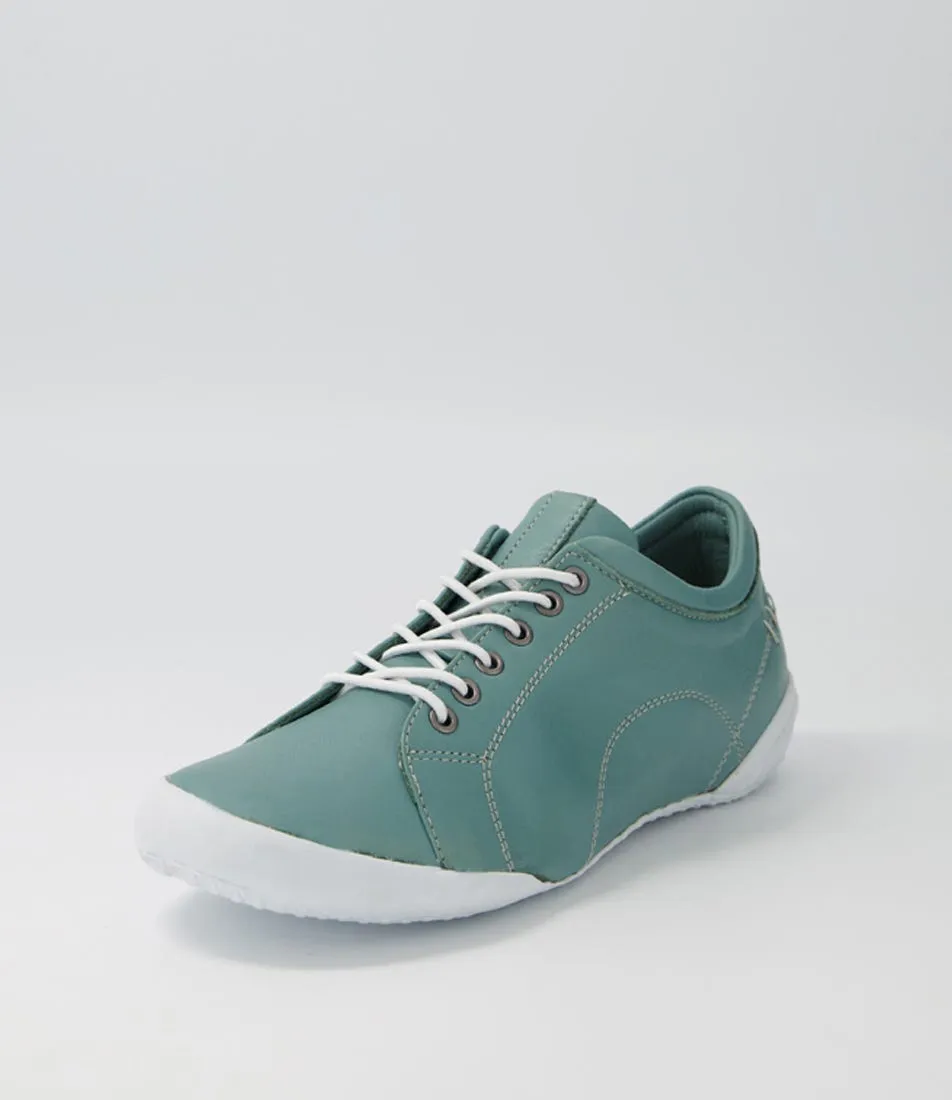 SUPERSOFT Royce Washed Green Leather Sneakers