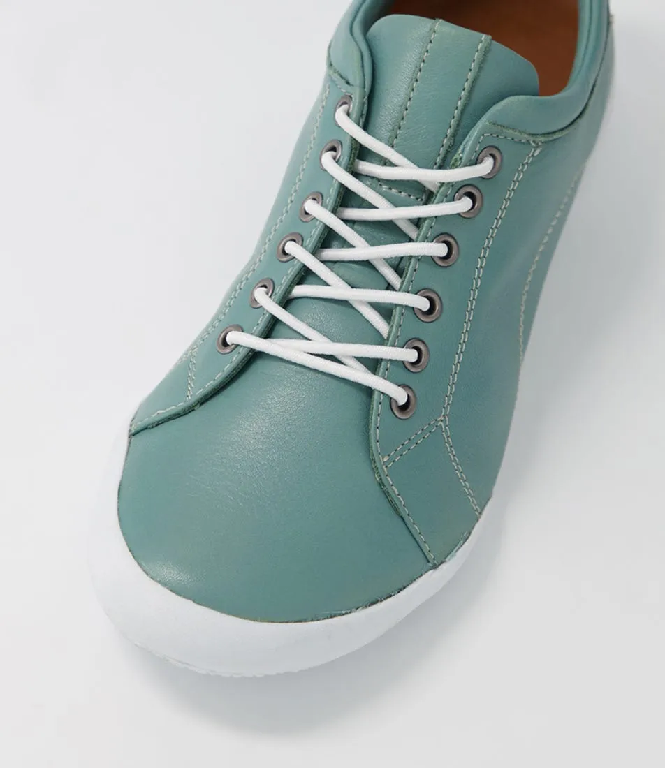 SUPERSOFT Royce Washed Green Leather Sneakers