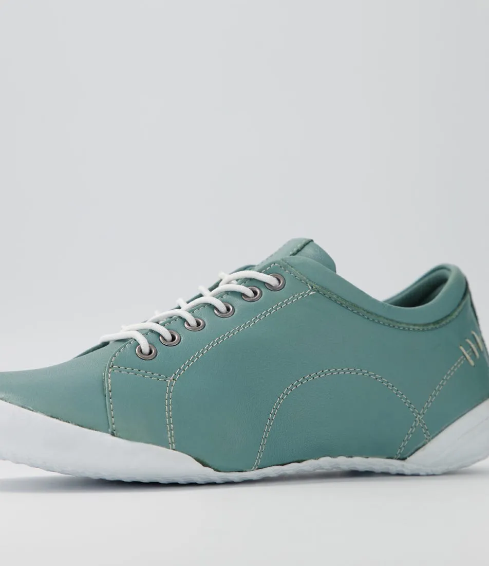 SUPERSOFT Royce Washed Green Leather Sneakers