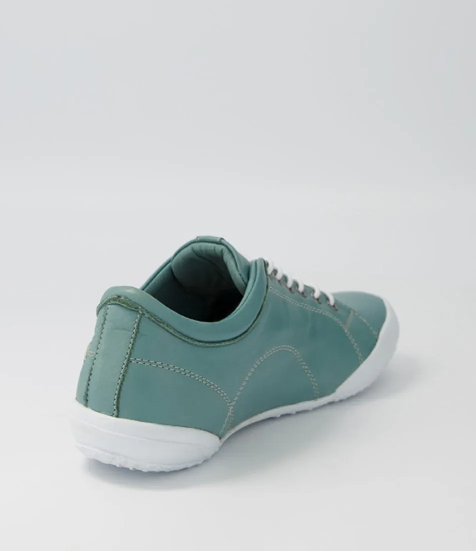 SUPERSOFT Royce Washed Green Leather Sneakers