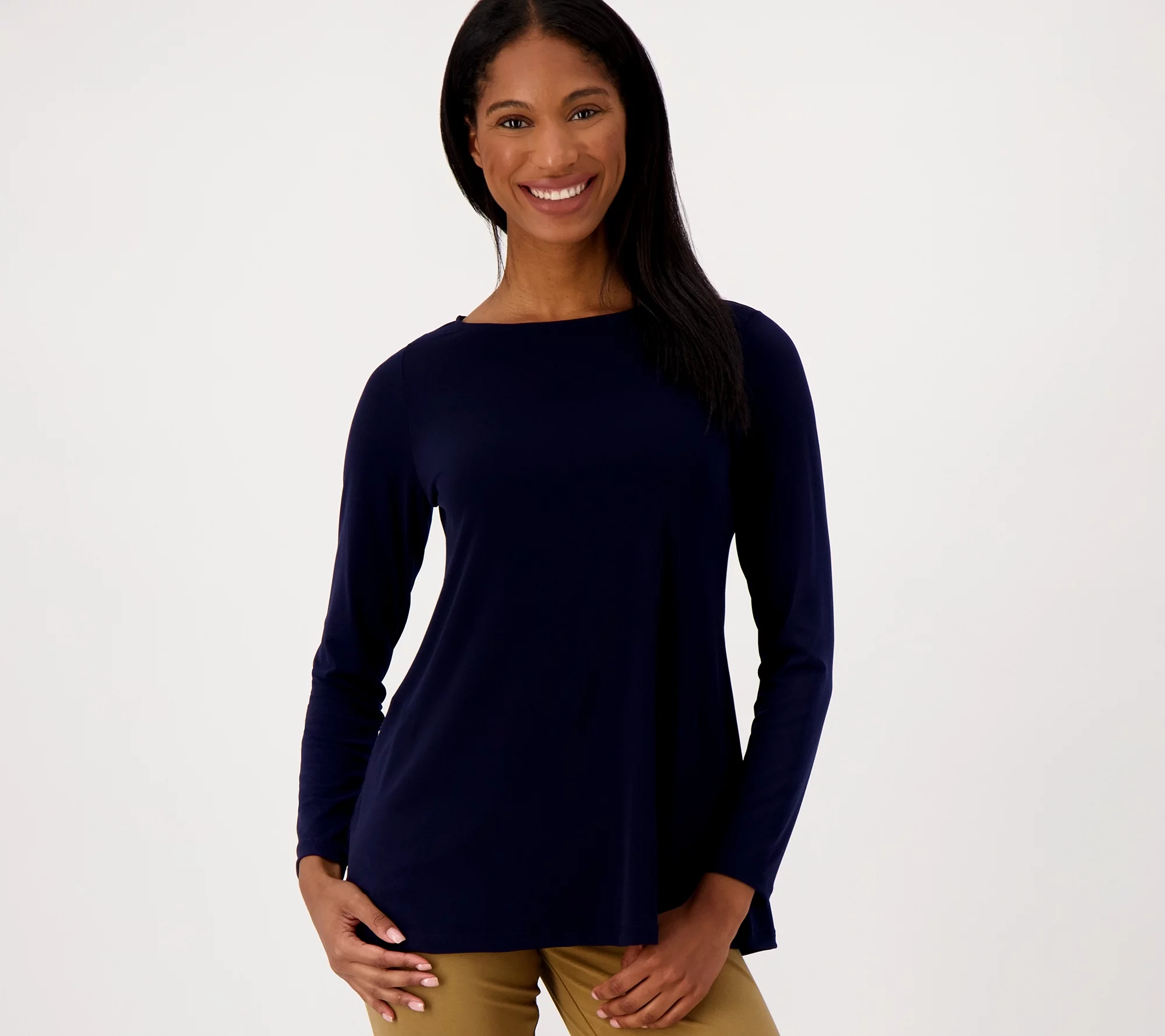 Susan Graver Modern Essentials Pet. Liquid Knit A-Line Tunic