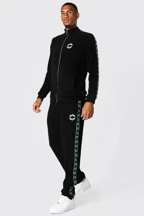 Tall Man Tape Funnel Neck Towelling Tracksuit