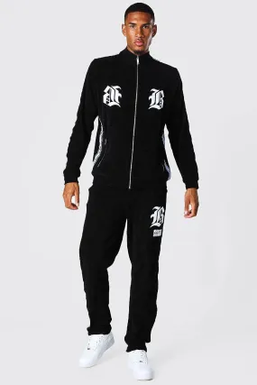 Tall Varsity Funnel Neck Towelling Tracksuit