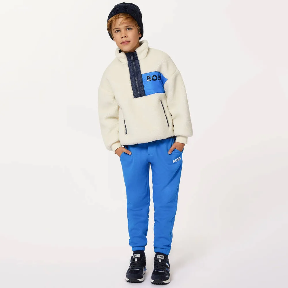 Teen Boys Ivory Sherpa Fleece Sweatshirt