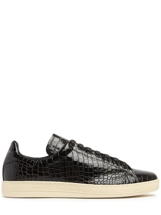 Tom Ford   Warwick shiny croc embossed low sneakers 