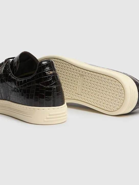 Tom Ford   Warwick shiny croc embossed low sneakers 