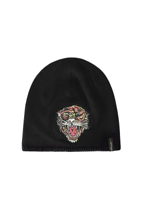 Unisex Tiger Beanie Hat - Black