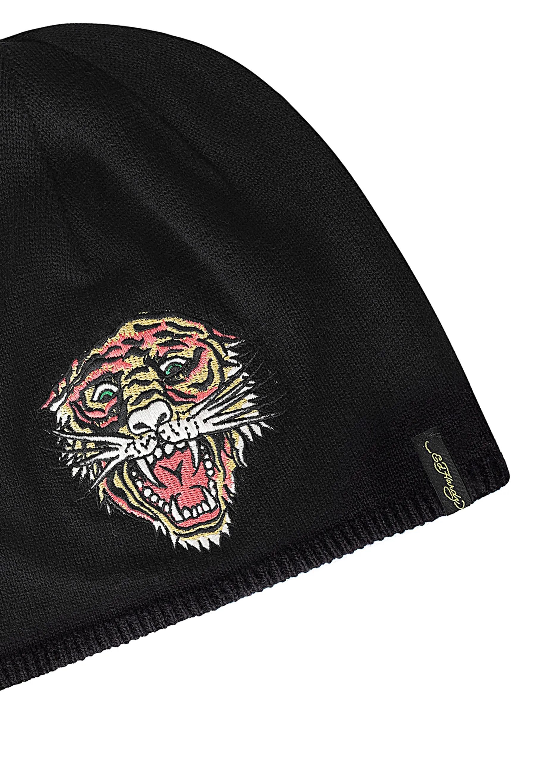 Unisex Tiger Beanie Hat - Black