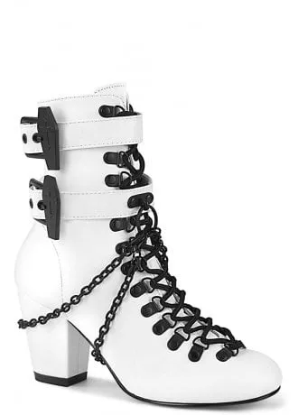 Vivika 128 White Coffin Buckle Boot