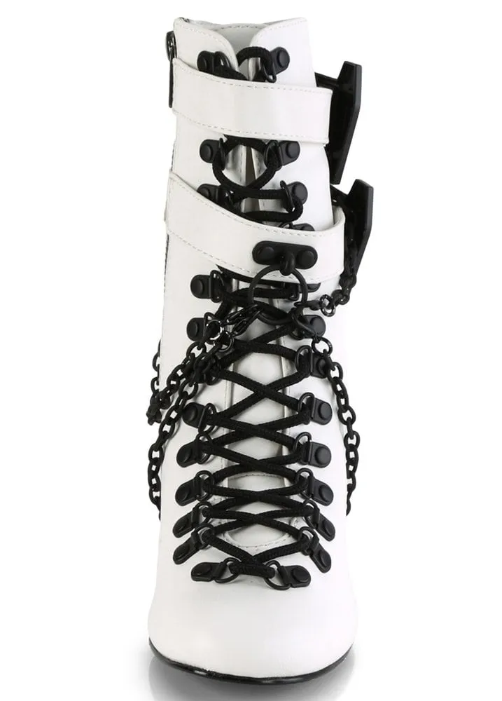 Vivika 128 White Coffin Buckle Boot