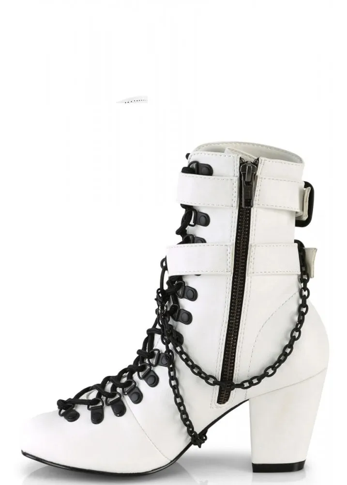 Vivika 128 White Coffin Buckle Boot