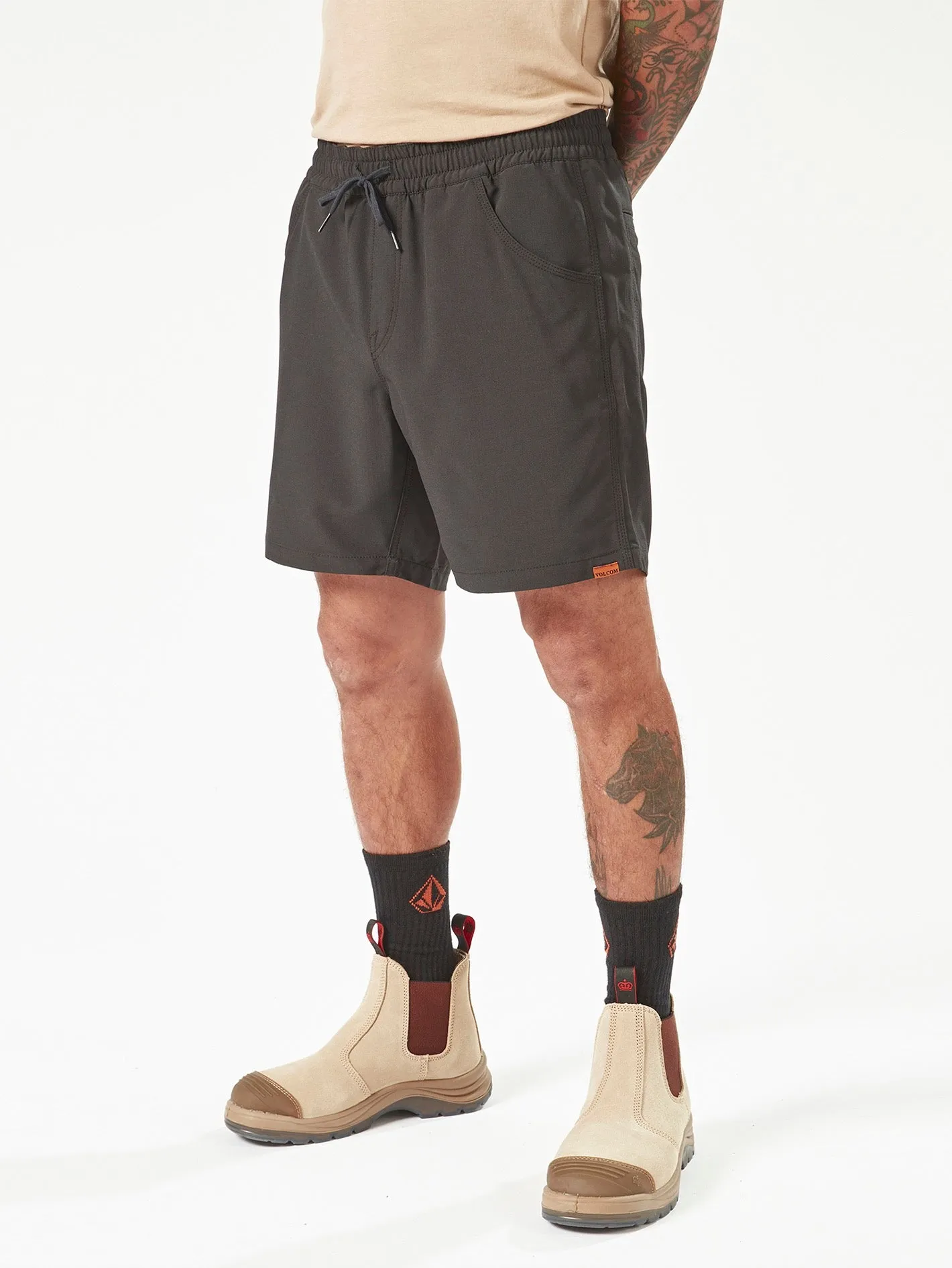 Volcom Workwear Slab Elastic Waist Hybrid Shorts - Black