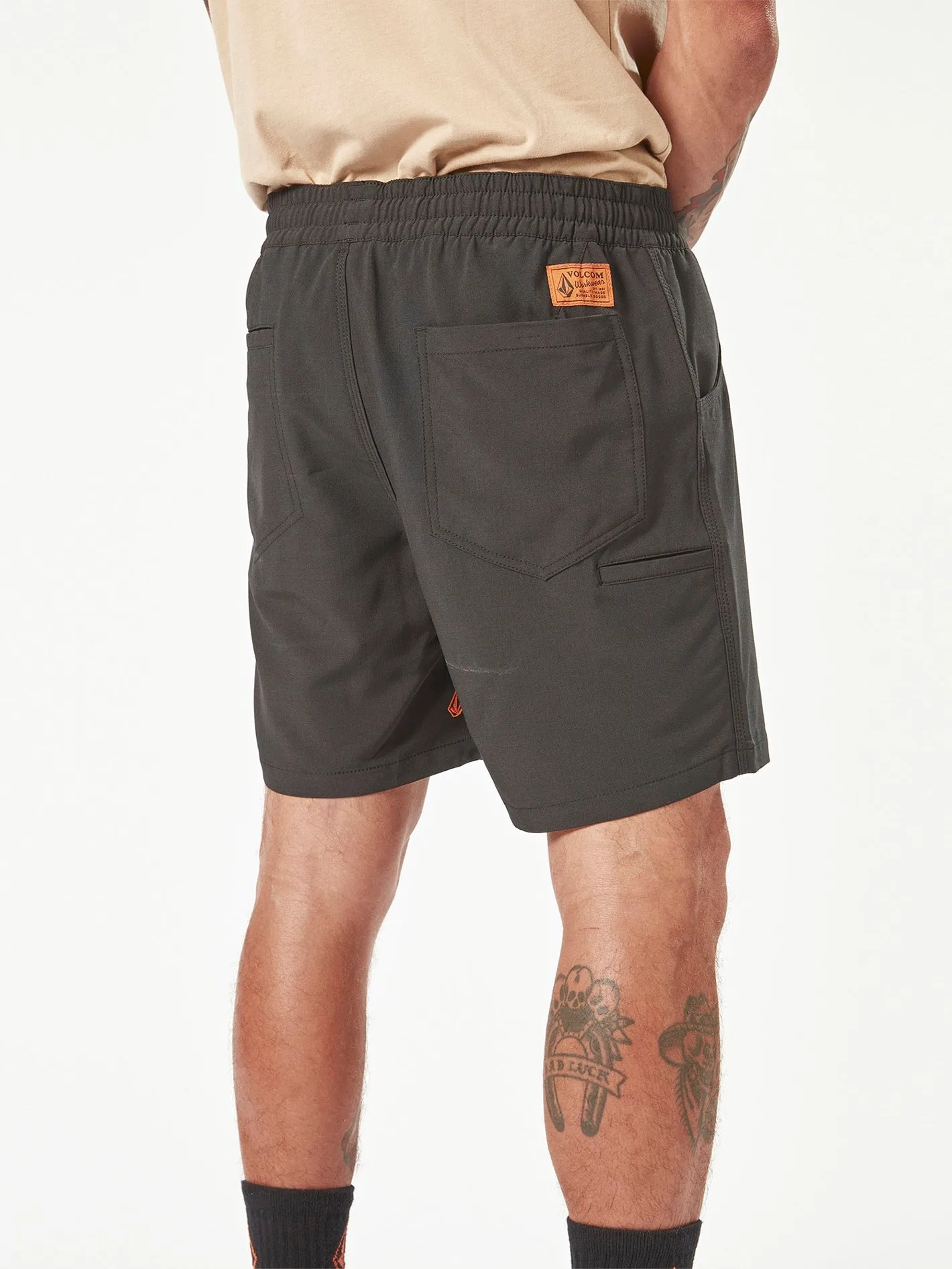 Volcom Workwear Slab Elastic Waist Hybrid Shorts - Black