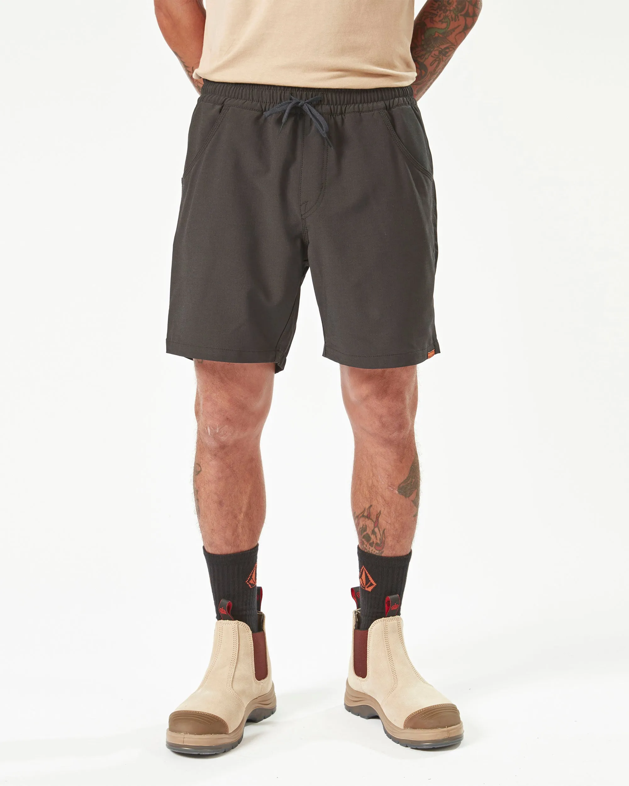 Volcom Workwear Slab Elastic Waist Hybrid Shorts - Black