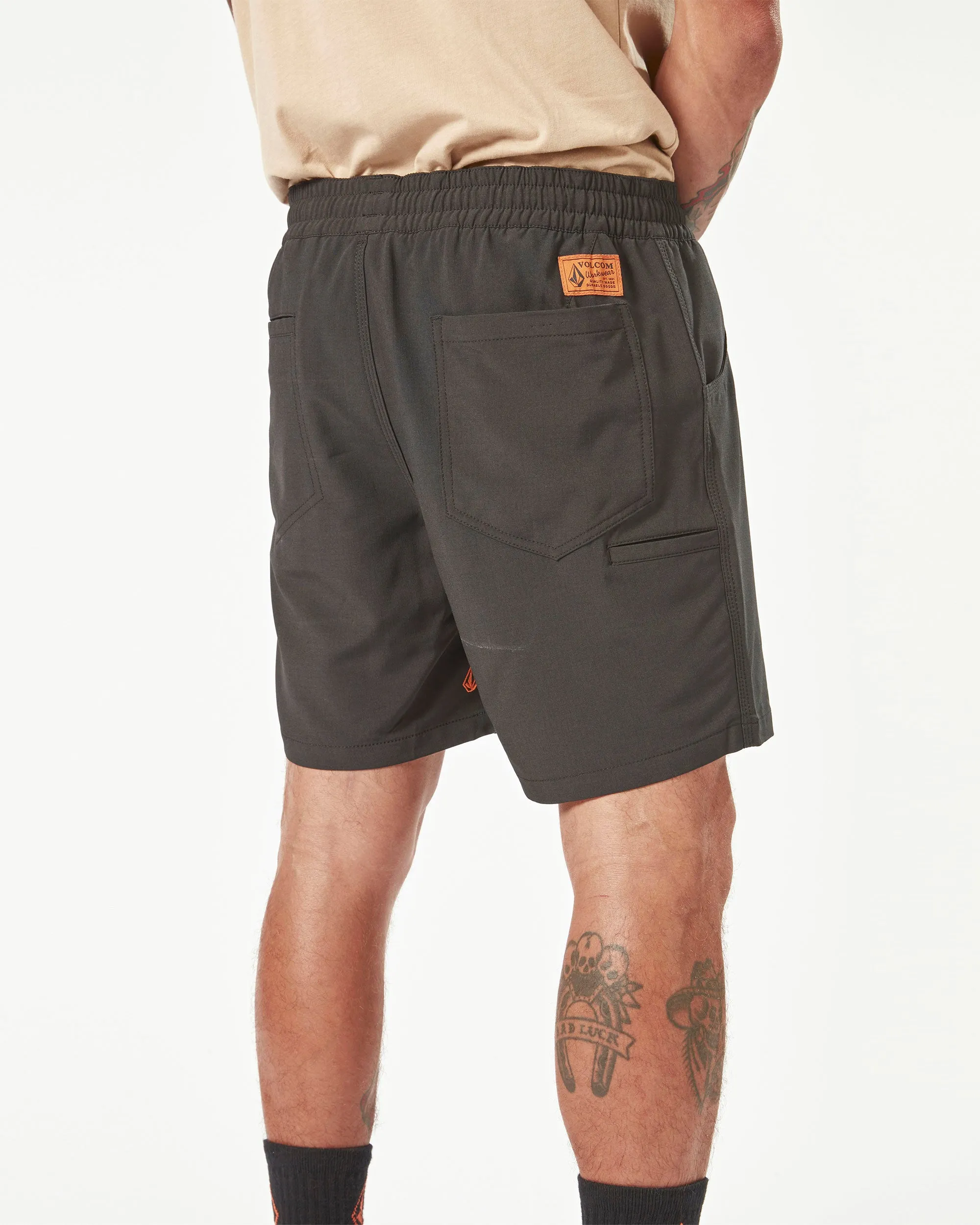 Volcom Workwear Slab Elastic Waist Hybrid Shorts - Black