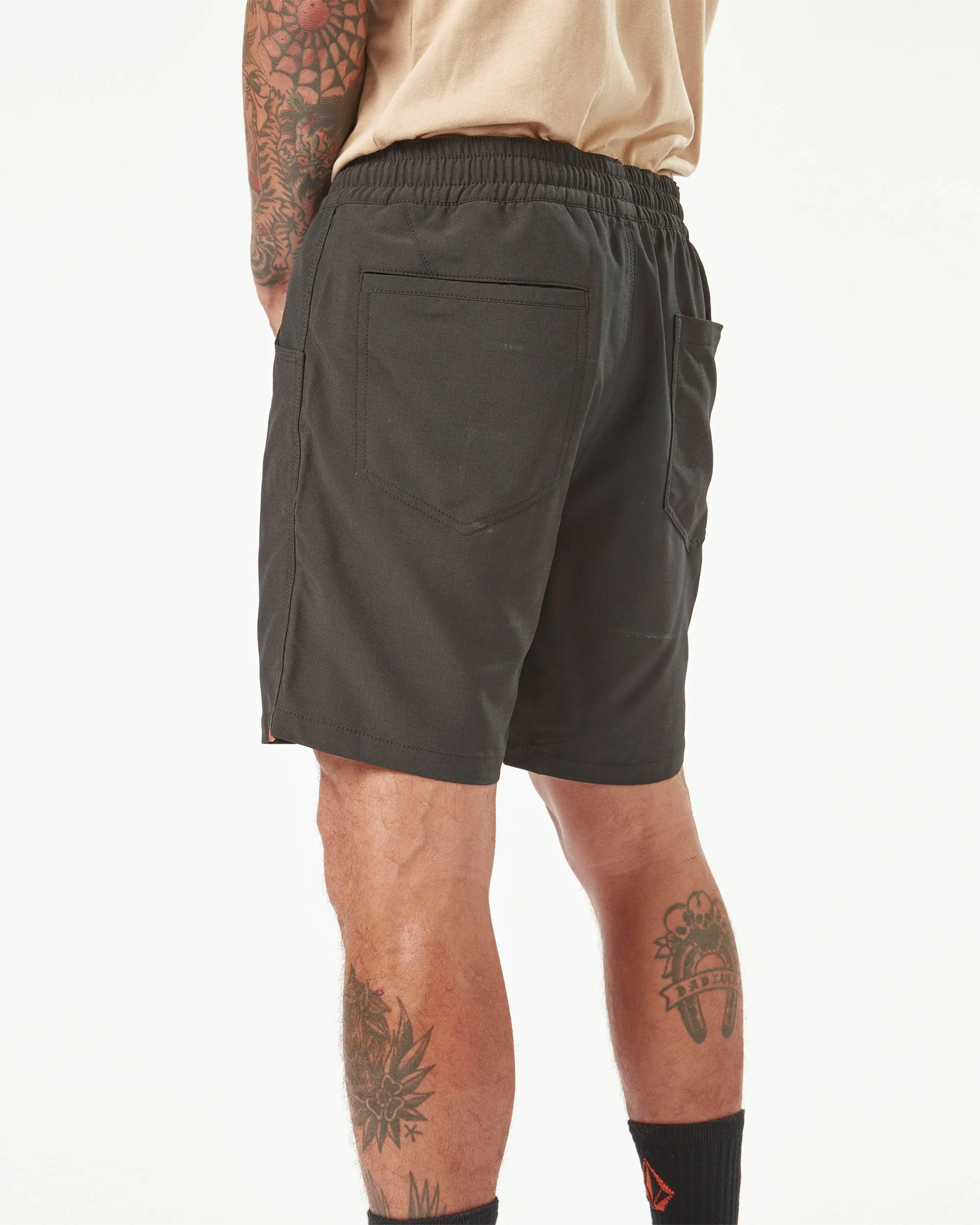 Volcom Workwear Slab Elastic Waist Hybrid Shorts - Black