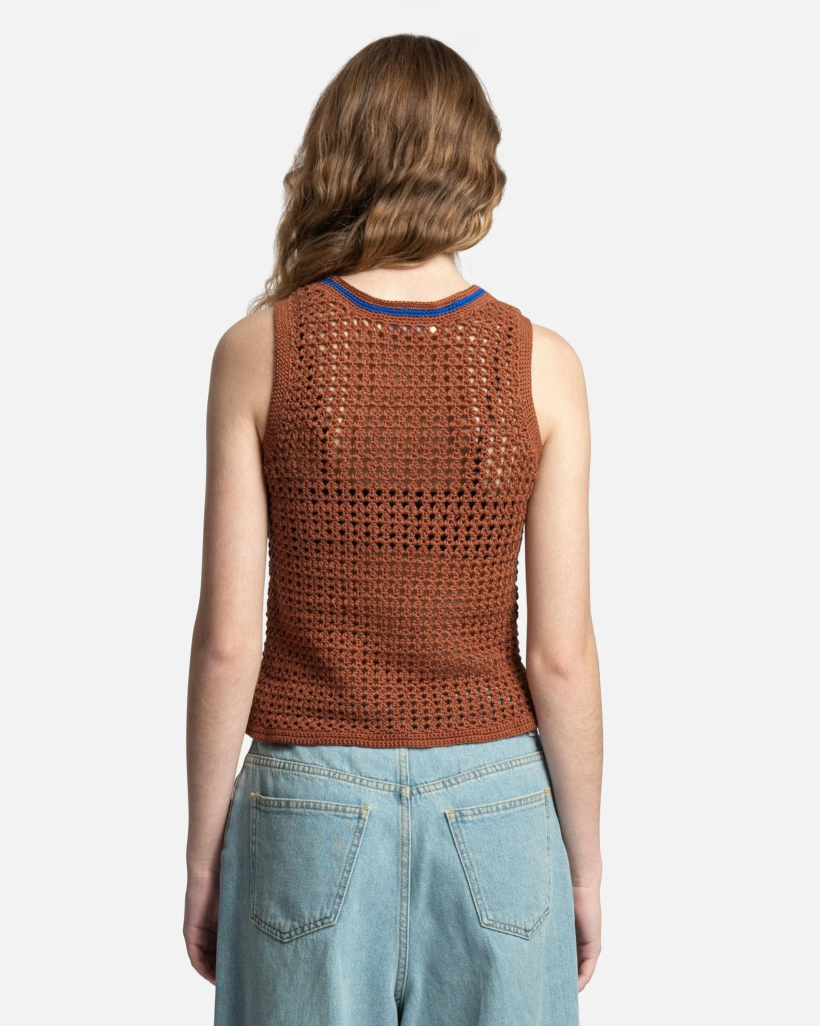 Wales Bonner Dance Crochet Vest in Brown