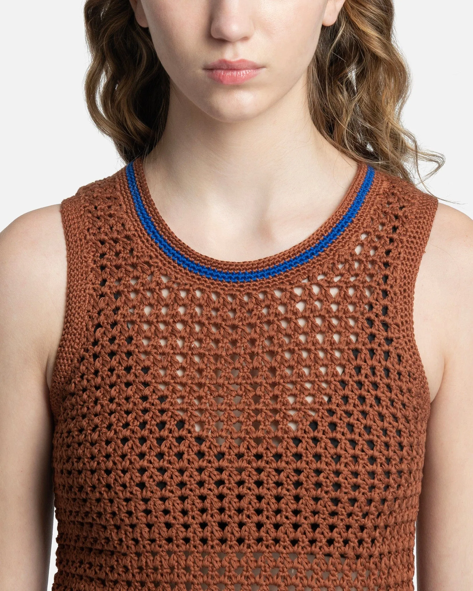 Wales Bonner Dance Crochet Vest in Brown