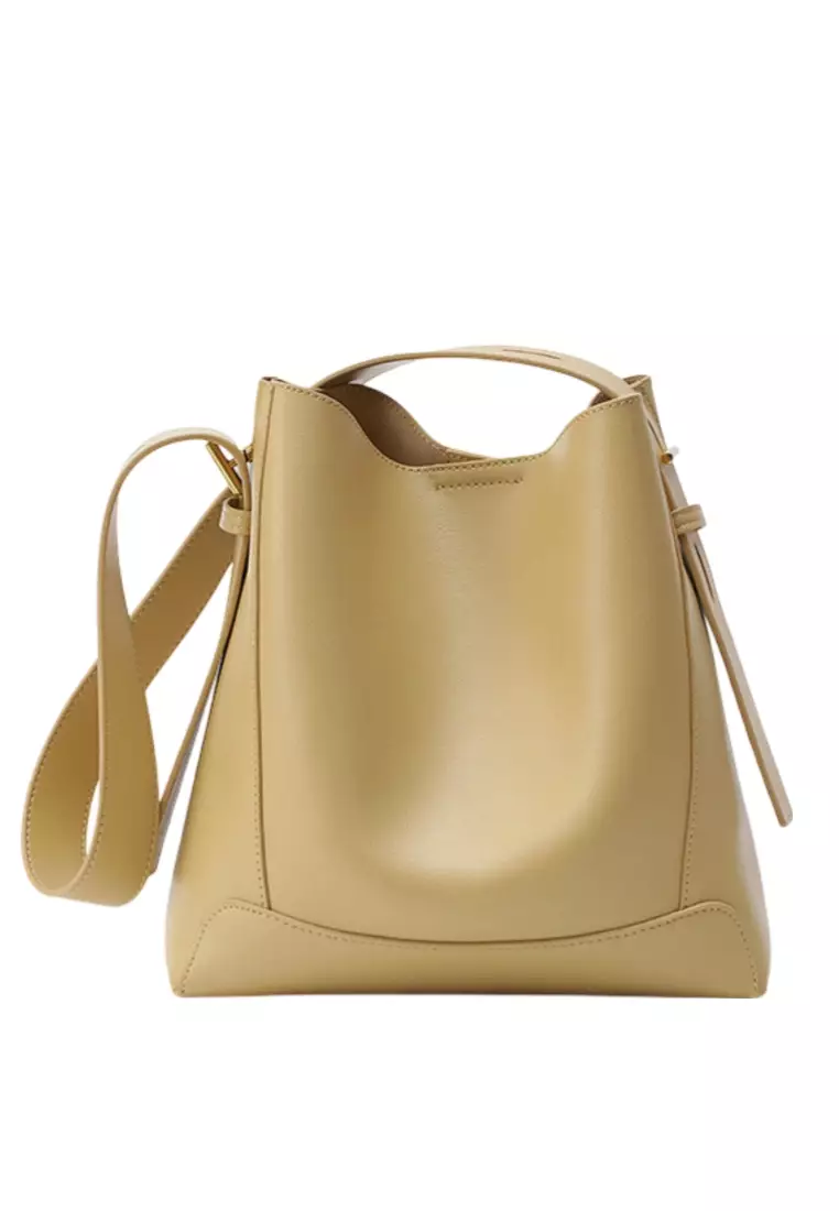 ZITIQUE Simple leather inclined back bucket bag